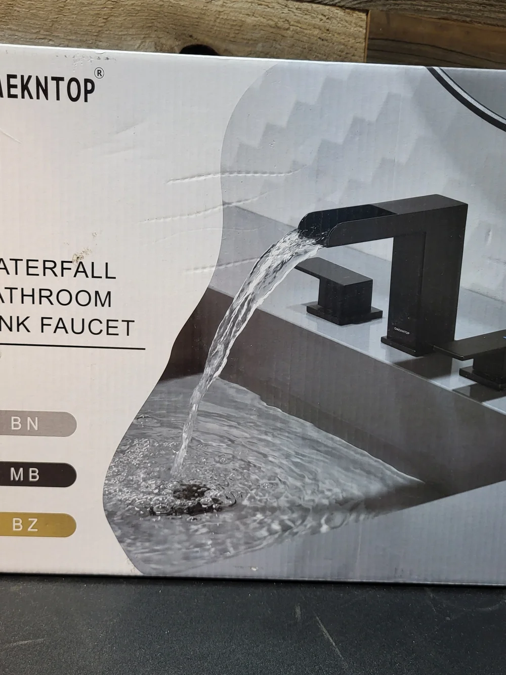 *NEW* OMEKNTOP Waterfall Bathroom Sink Faucet Bronze Stainless Steel In Box